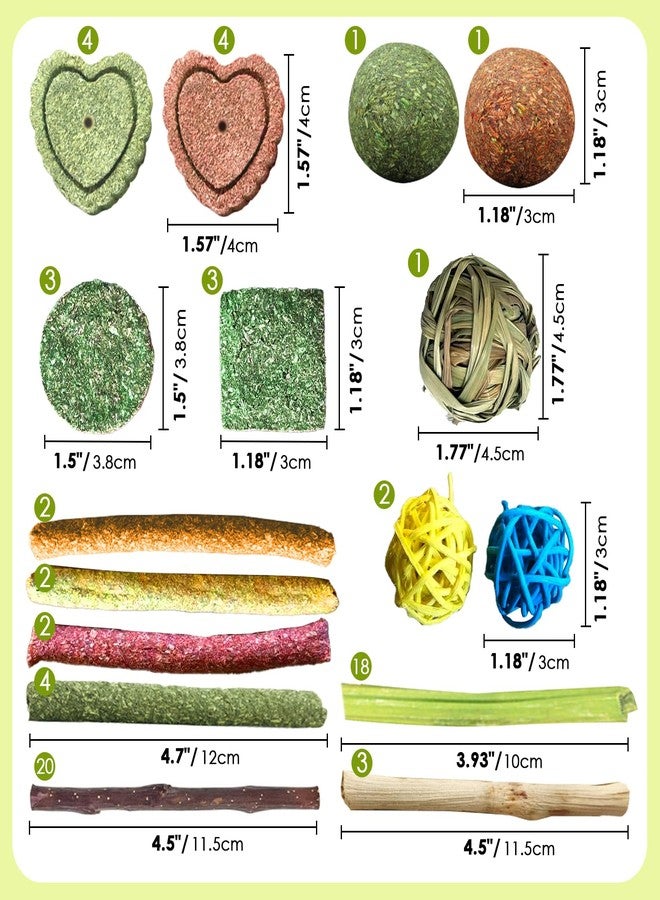 Tyotrbs 72Pcs Bunny Chew Toys with Applewood Hanging Strings, BunnyTreats for Rabbits Bunny Toys for Teeth, Papaya Stem, Timothy Stick, Apple Sticks, Sweet Bamboo, for Guinea Pig, Hamster, Chinchilla, Rat - Image 4
